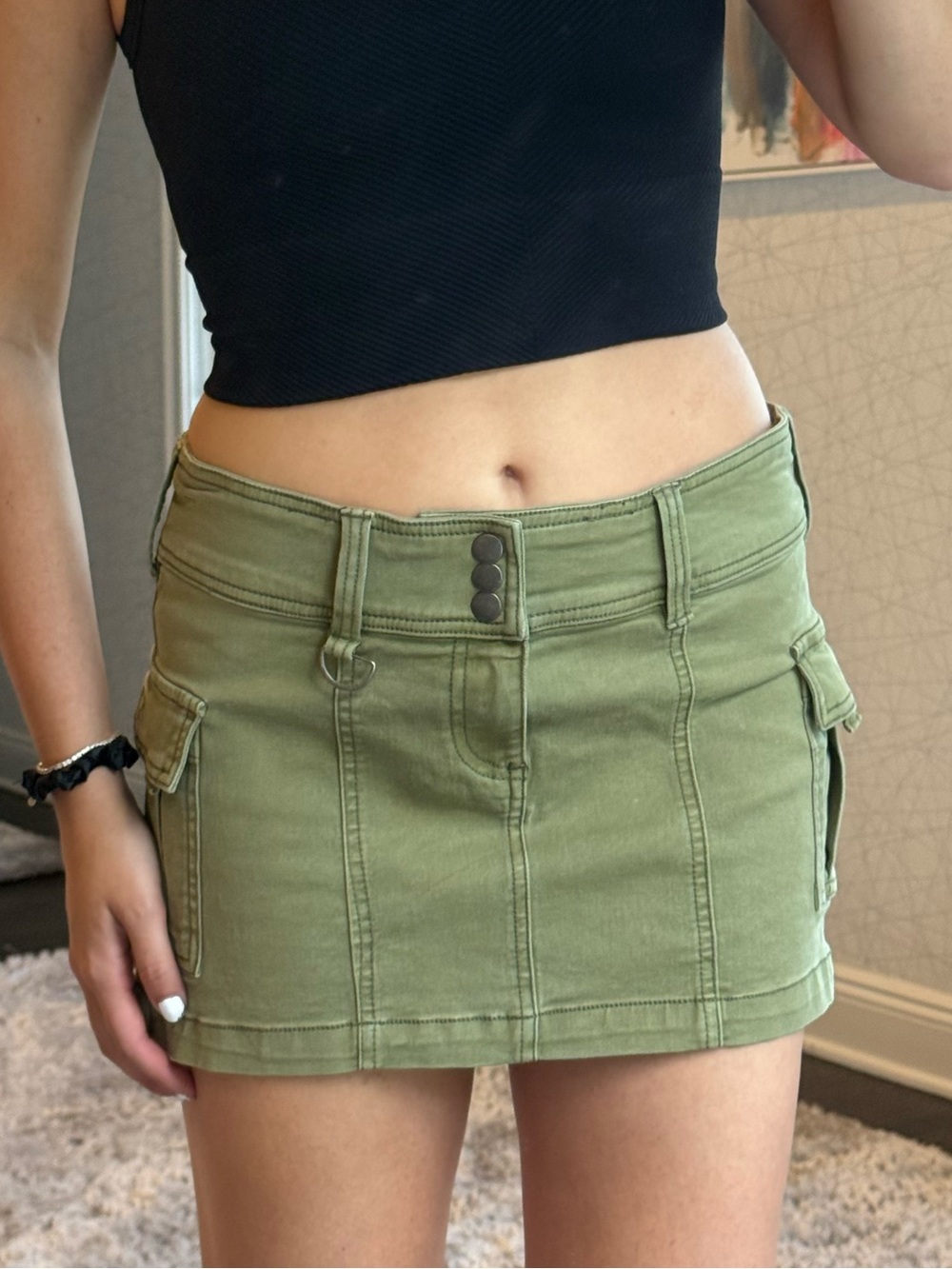 Urban Outfitters Olive Green Utility Mini Skirt